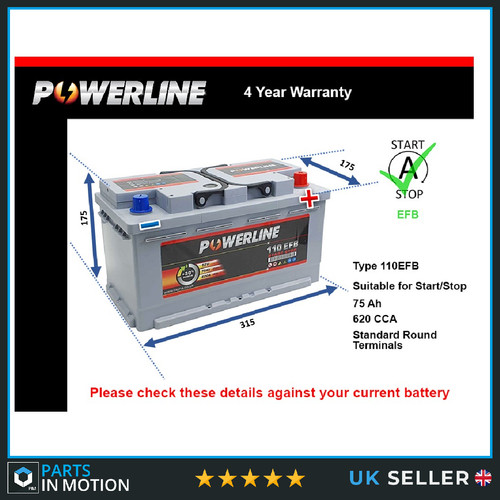 Efb car battery fits - car,