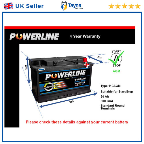 Agm car battery fits opel - car,
