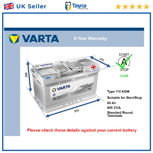 Agm car battery fits opel - battery,